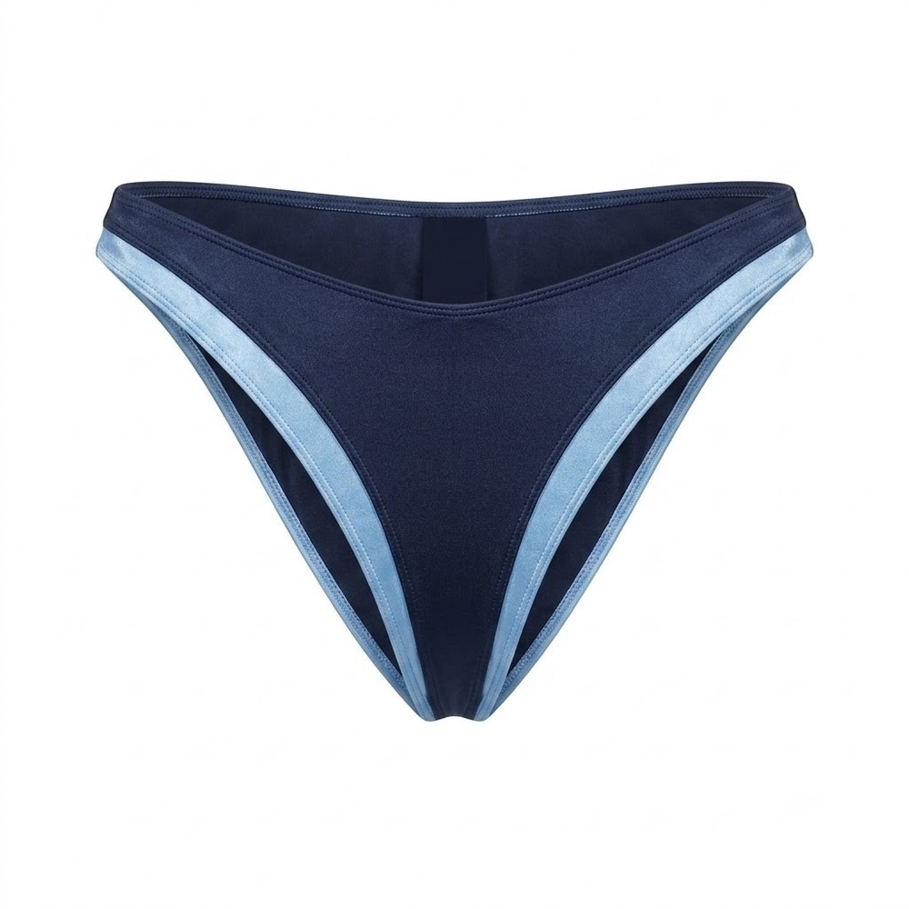 Sabi Swim Womens Blue Two Tone High Cut Bikini Swim Bottom XL - IW